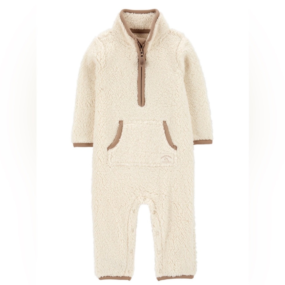 Carters Baby Cream Sherpa Jumpsuit Onsie